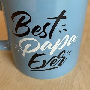 Best Papa Ever Printed Both Sides Ceramic Mug Blue 16oz New
